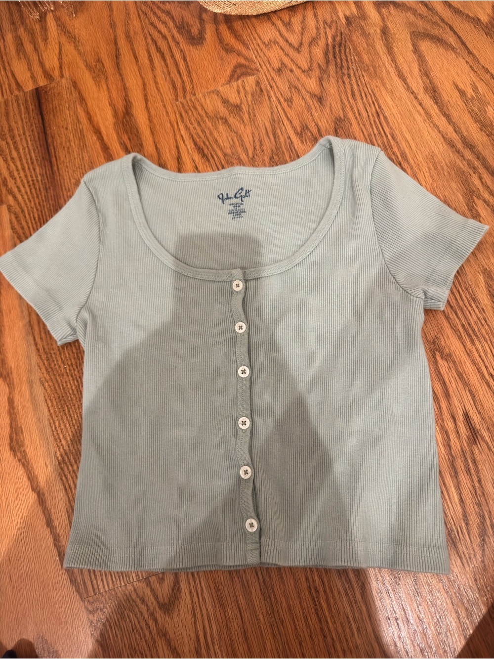 Button-Up Ribbed Zelly Top - Sage Green